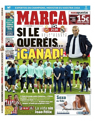Сегодняшние обложки изданий Marca и AS : #RealMadrid #РеалМадрид #зидан